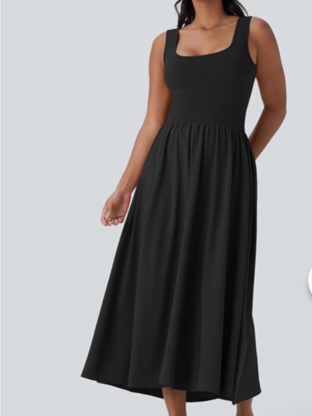 HALARA Black Sleeveless Maxi Dress with Subtle Waist Cutout - Picture 4 of 5